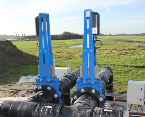 AVK knife gate valves for slurry installed on pipe system